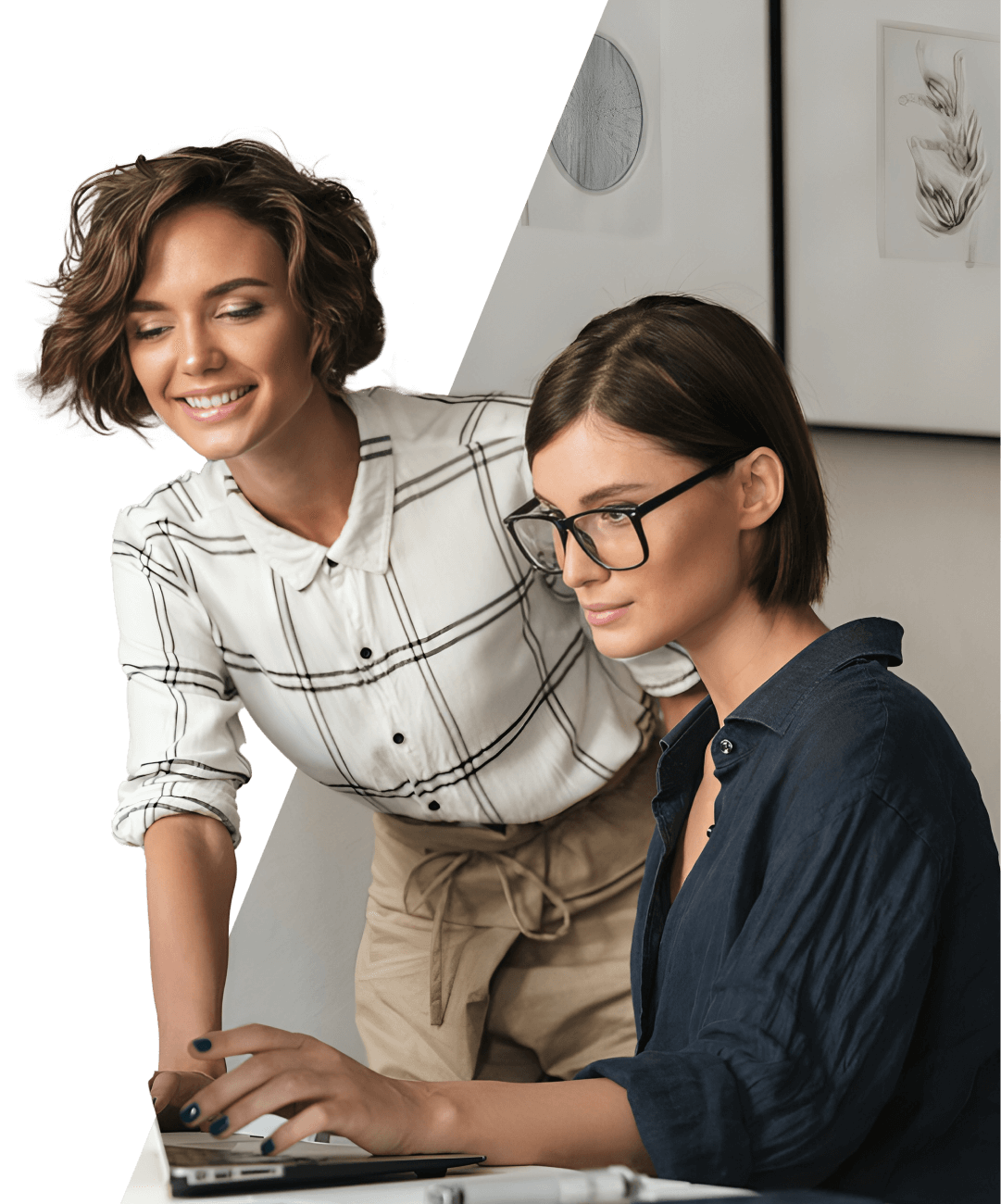 Two professional women working together